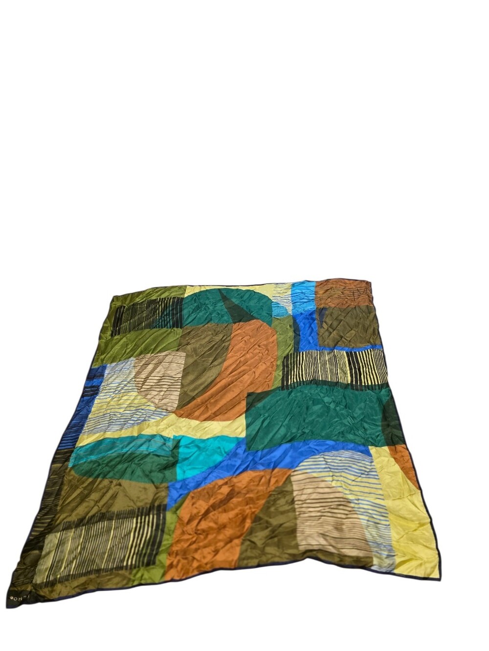 Echo Vintage Silk Geometric Pattern Square Scarf Earth Tones EUC Approx 35"x35"